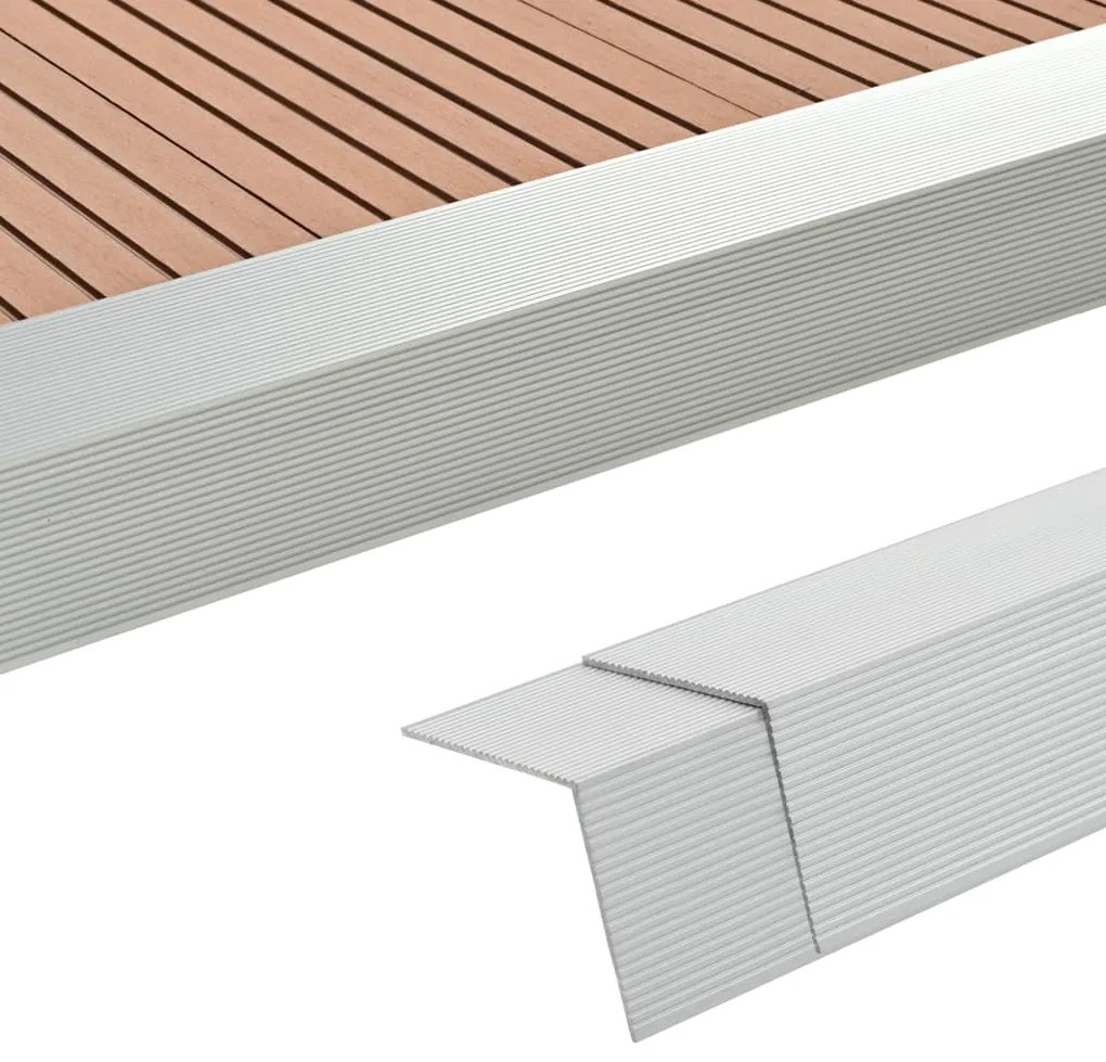 vidaXL Perfis angulares p/ pavimento em alumínio 5 pcs 170 cm prateado