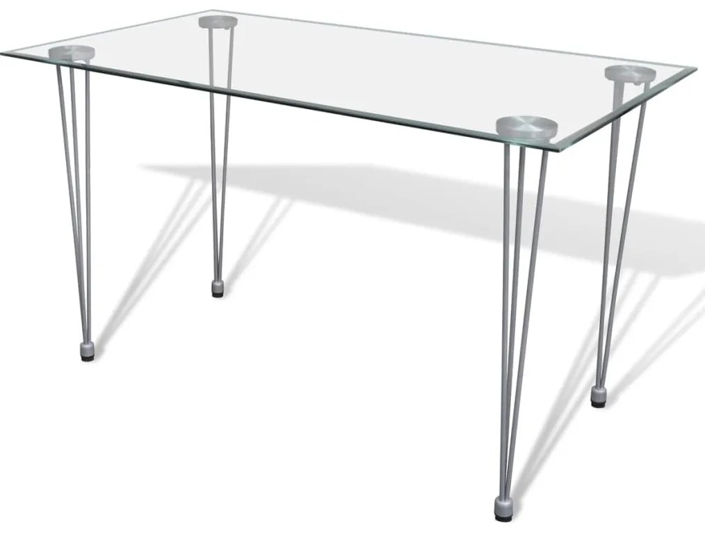 vidaXL Mesa de jantar com tampo de vidro transparente