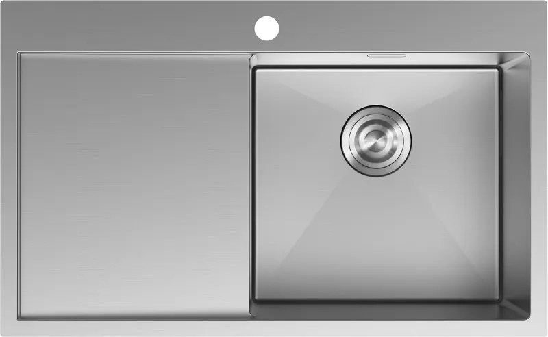 Mexen Exar lava-loiça em aço inoxidável de 1 cuba com escorredor à direita 780 x 480 mm, inox - 6434781010P-01