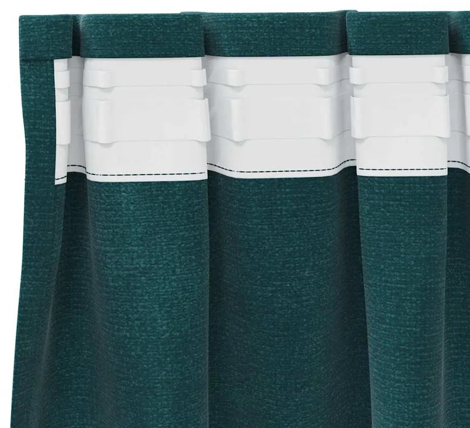 Cortinas Blackout vidaXL com fita de topo 2 pcs Veludo Verde Escuro
