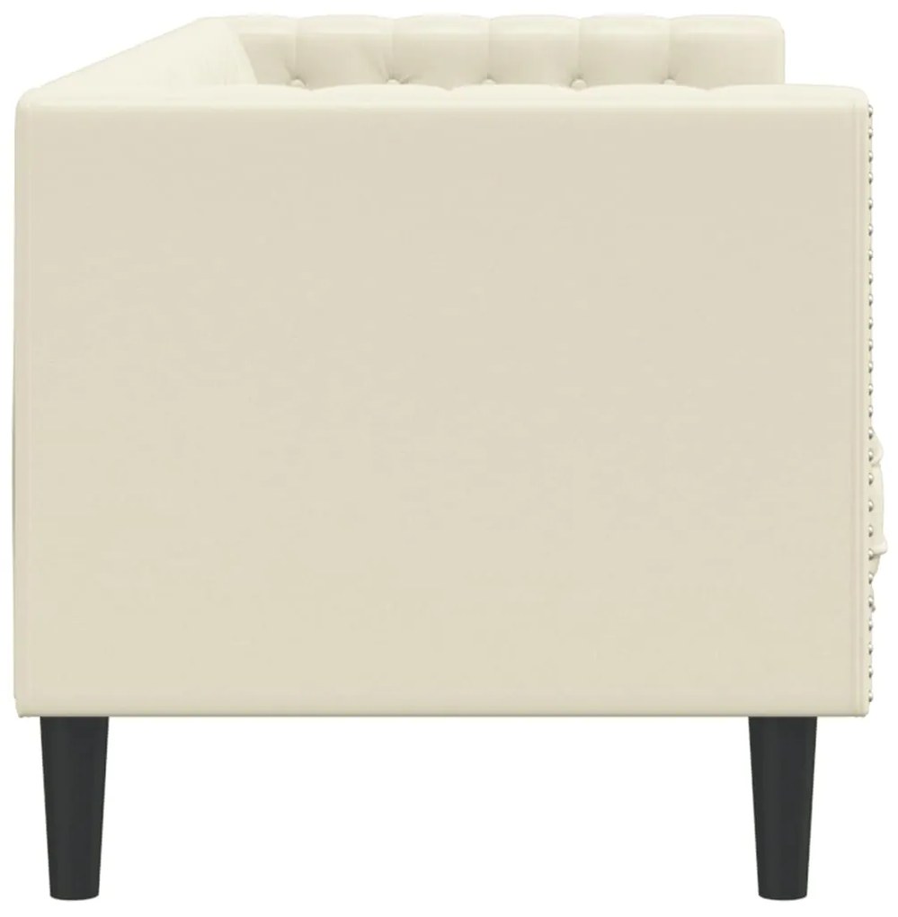 Sofá chesterfield 3 lugares couro artificial creme