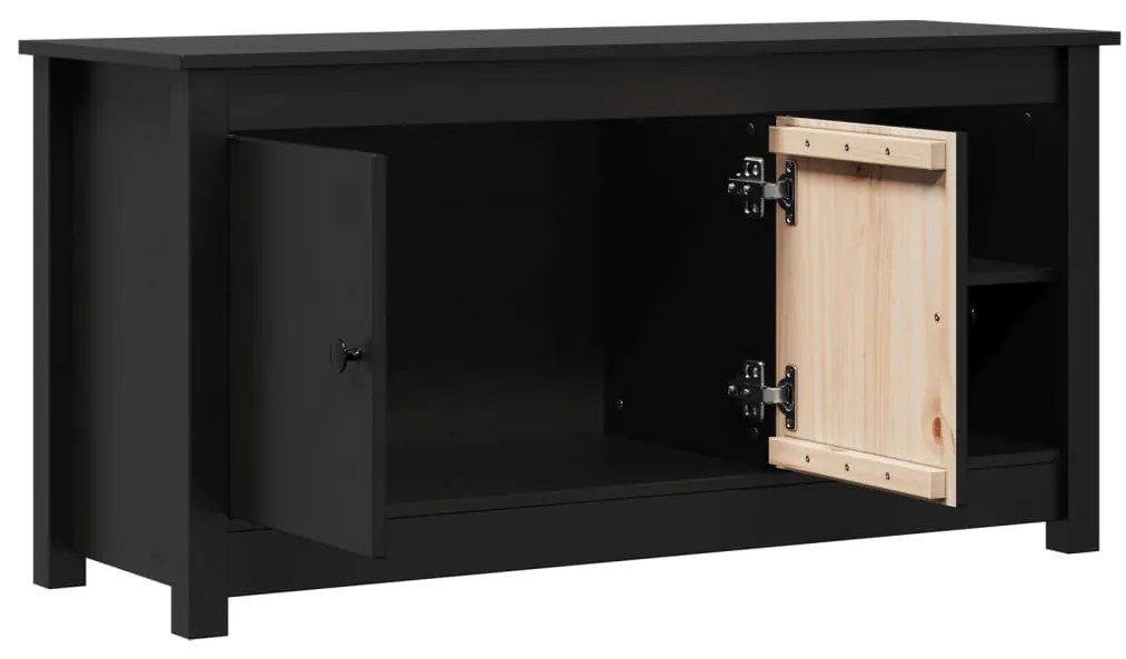 Móvel de TV 103x36,5x52 cm madeira de pinho maciça preto