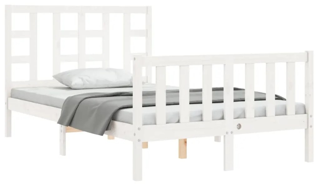 Estrutura de cama com cabeceira 120x200cm madeira maciça branco