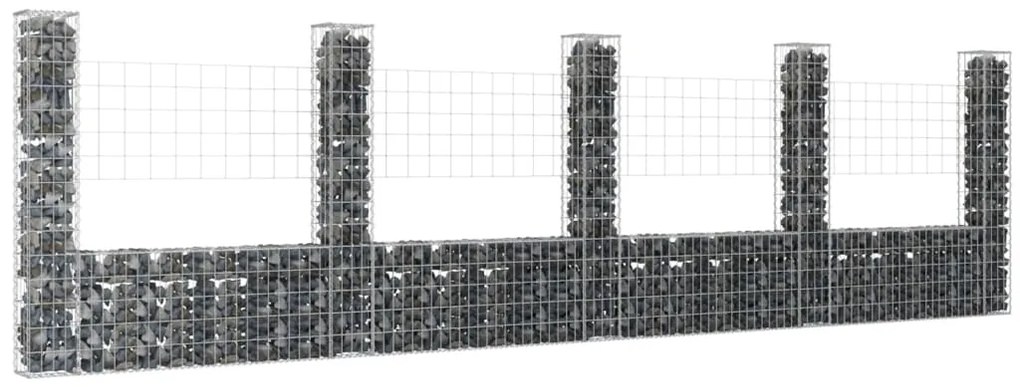 Cesto gabião em forma de U c/ 5 postes 500x20x150 cm ferro