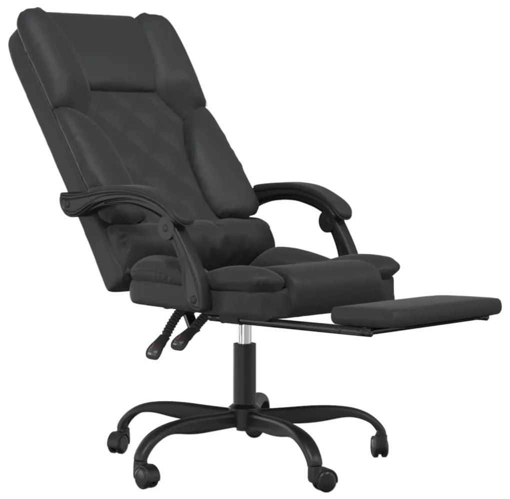 Cadeira escritório massagens reclinável couro artificial preto