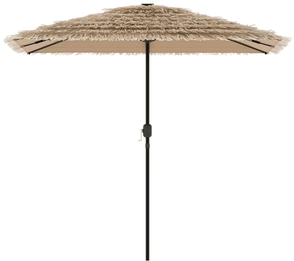 Guarda-sol c/ luzes LED e poste de aço 248x248x248 cm castanho