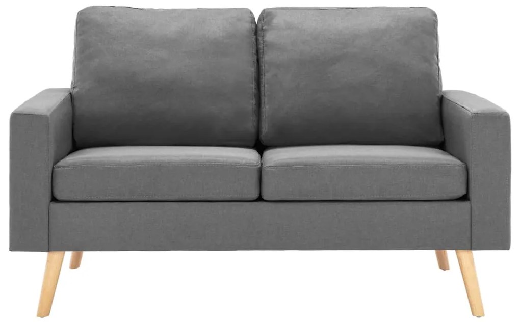 2 pcs conjunto de sofás tecido cinzento-claro