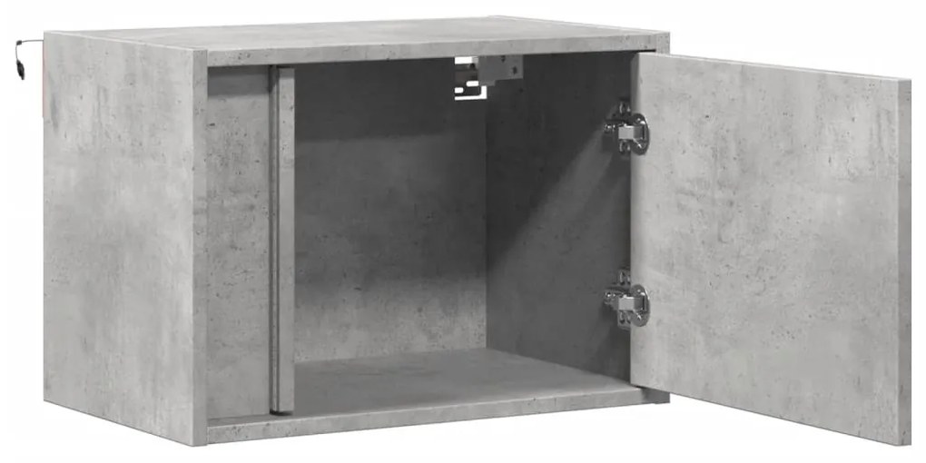 Mesas de cabeceira de parede c/ luzes LED 2pcs cinzento cimento