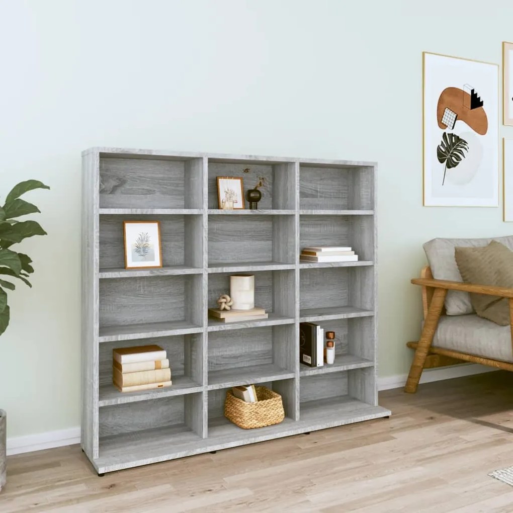 vidaXL Armário p/ CD 100x23x89,5 cm derivados madeira cinzento sonoma