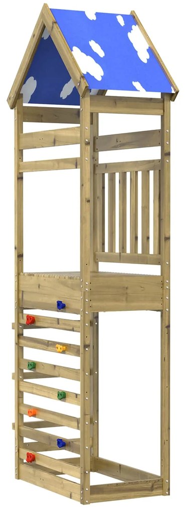 vidaXL Torre de Brincar Castanho Madeira Sólida Impregnada