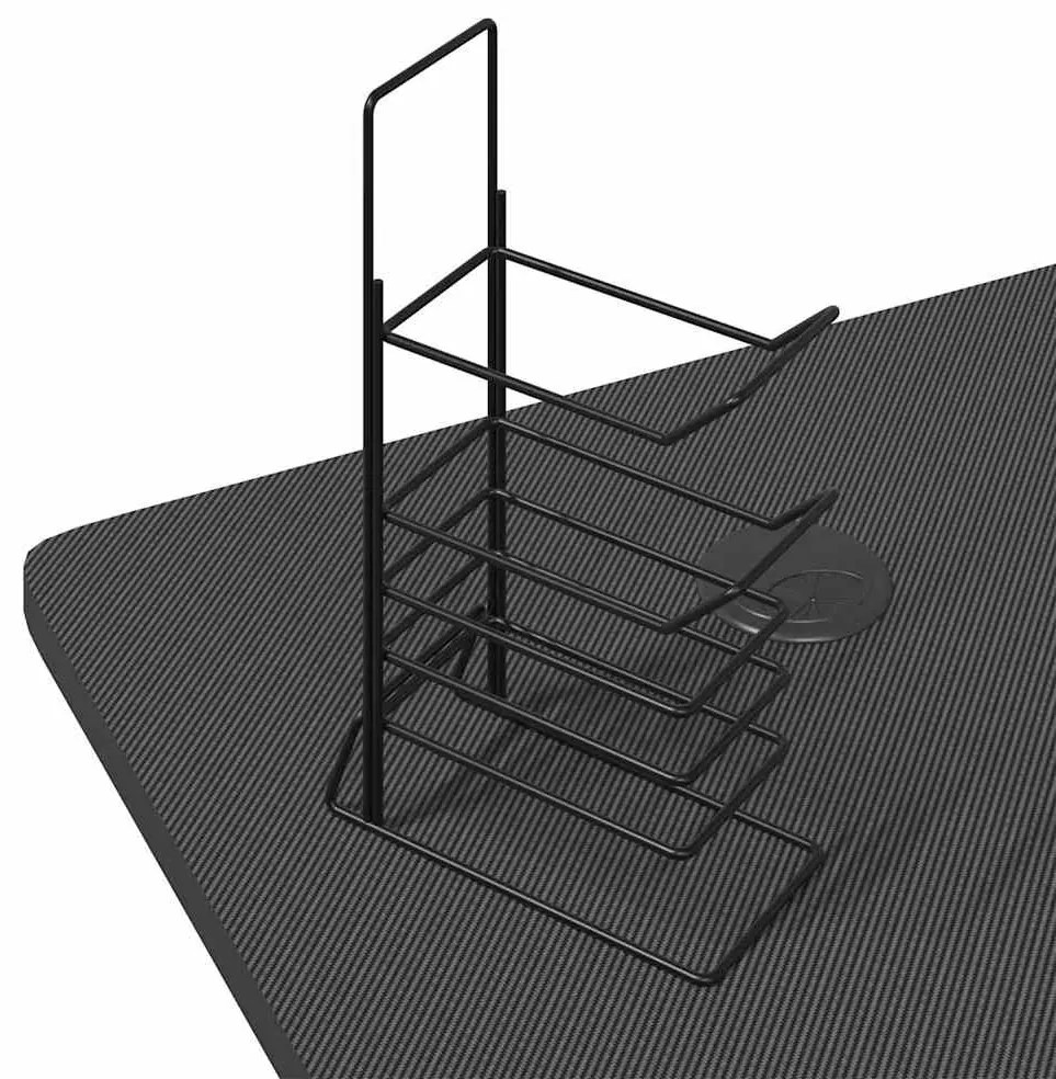 Secretária de gaming c/ luzes LED forma de Z 110x60x75 cm preto