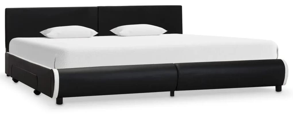 284953 vidaXL Estrutura de cama com gavetas 180x200cm couro artificial preto