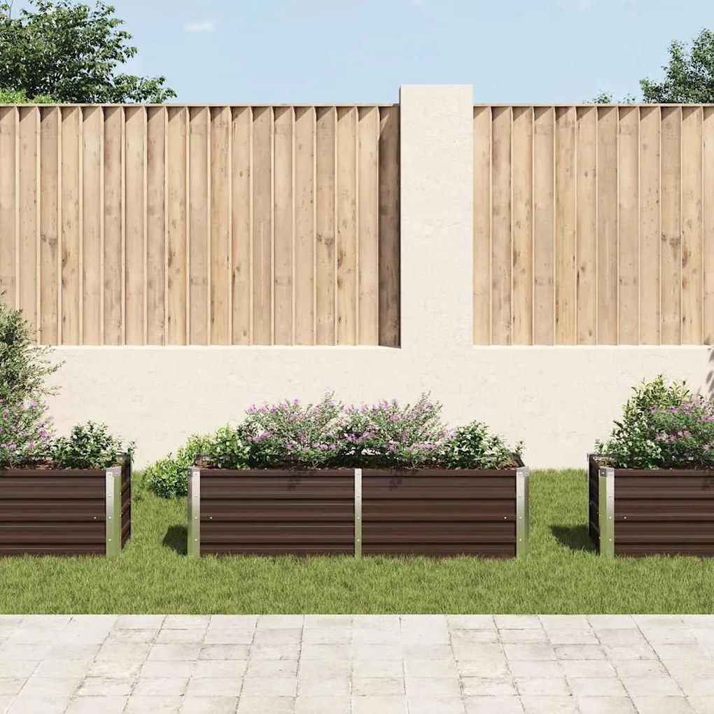 Canteiro elevado de jardim aço galvanizado 160x40x45cm castanho