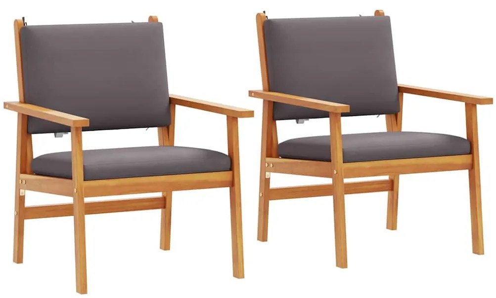 Cadeiras de Jardim vidaXL 2 pcs com Almofadas em Madeira de Acácia