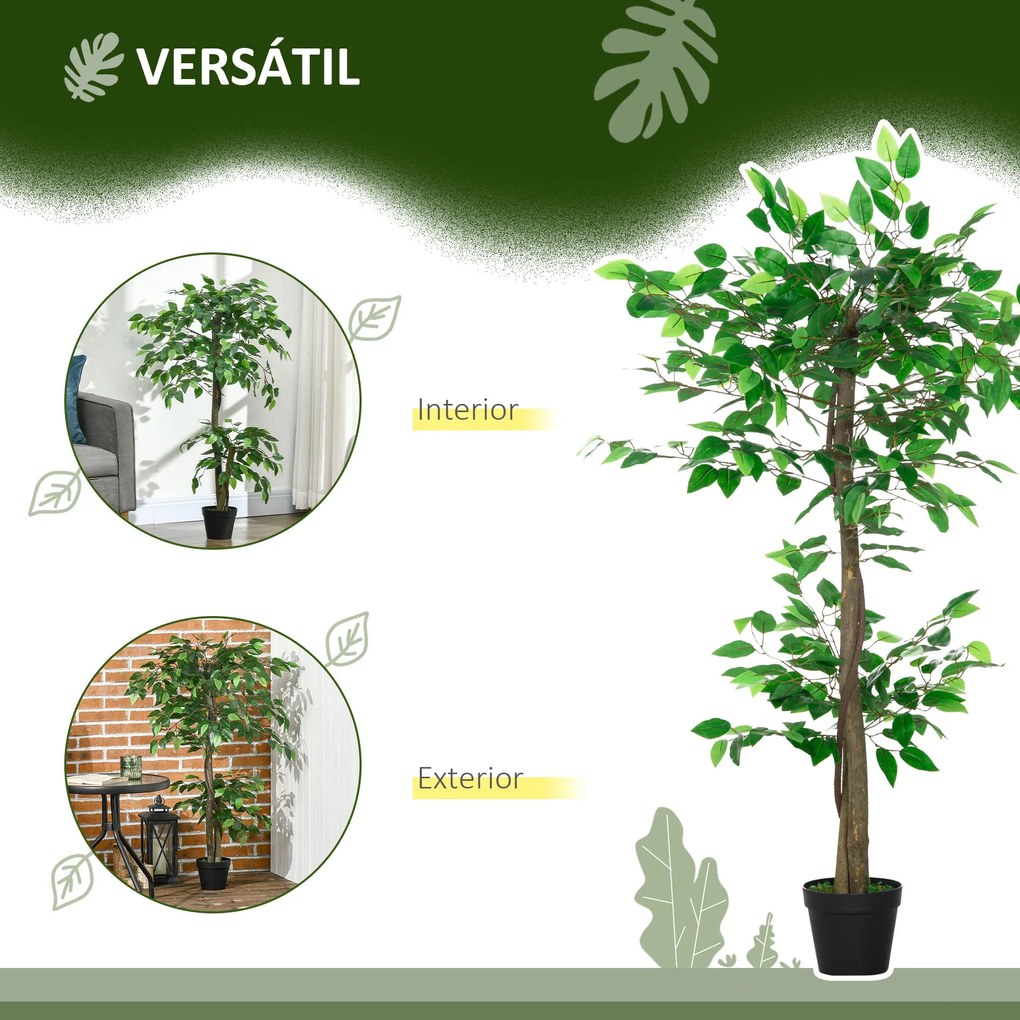 Árvore de Chá Artificial 120 cm Planta Artificial com 546 Folhas Musgo