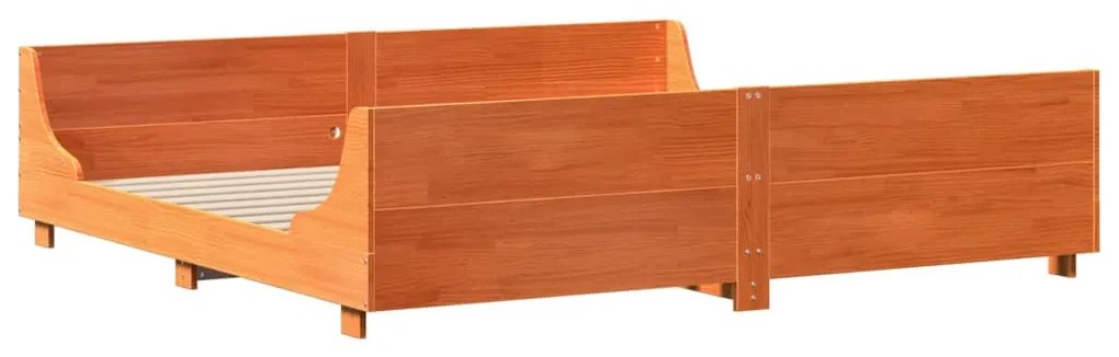 Cama sem colchão 200x200 cm pinho maciço castanho-mel
