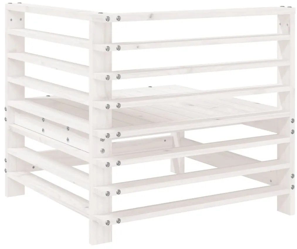 Sofás de canto para jardim 2 pcs madeira de pinho maciça branco