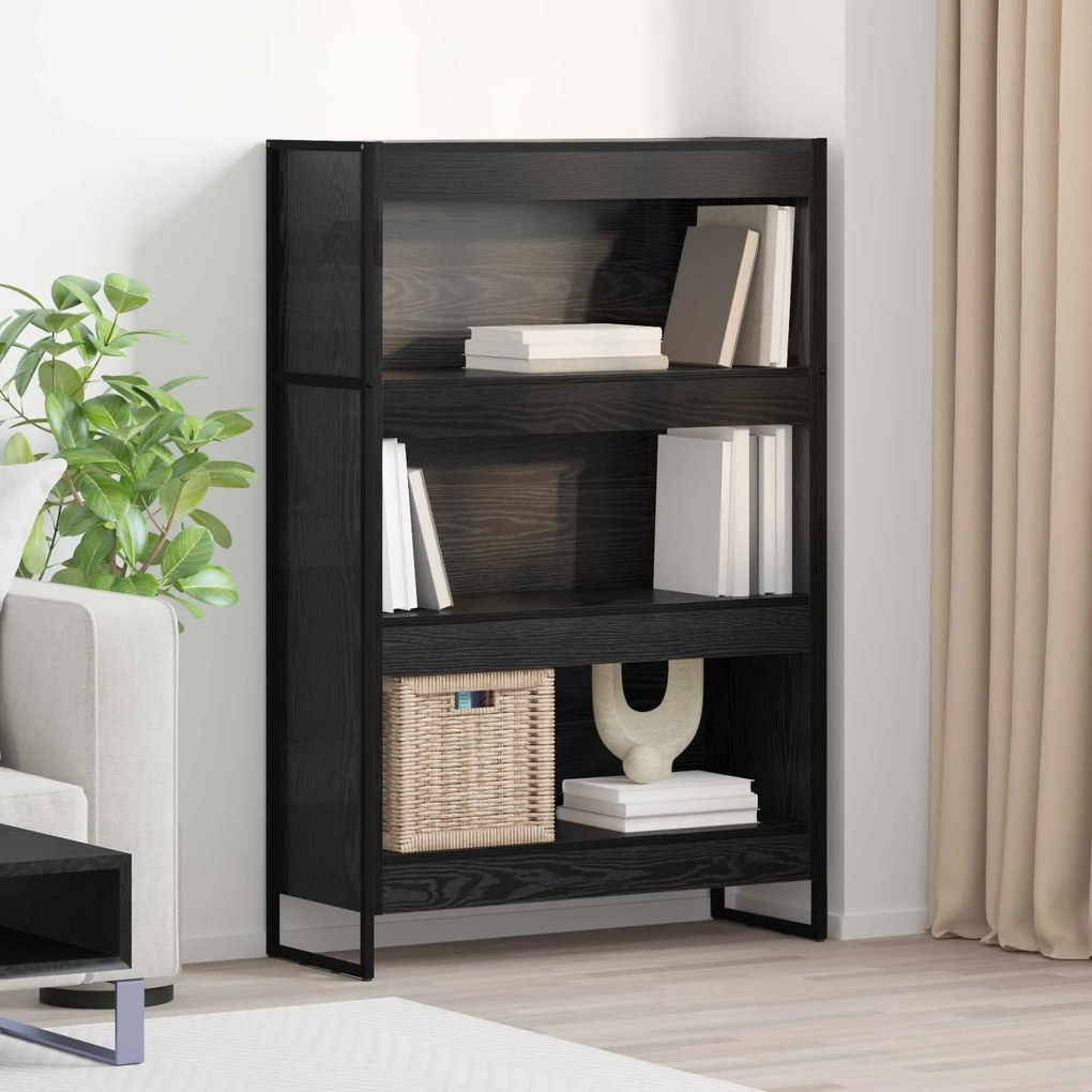 vidaXL Gabinete de Livros Carvalho Preto 80 x 30 x 155 cm