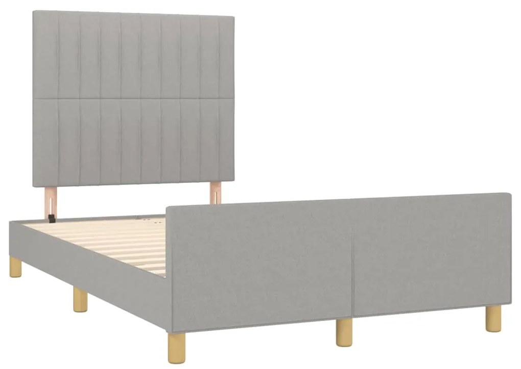 Estrutura de cama sem colchão 120x200 cm tecido cinzento-claro
