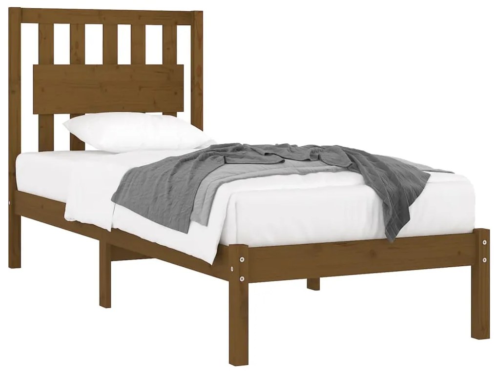 Estrutura de cama 100x200 cm pinho maciço castanho mel