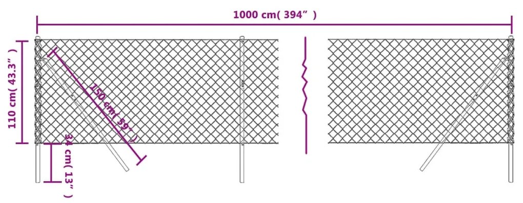 Cerca de arame 1,1x10 m antracite