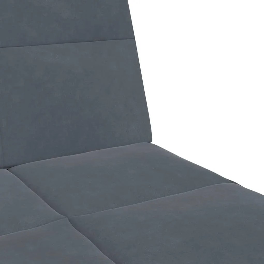 Sofá-cama 2 lugares c/ apoio de pés veludo cinzento-escuro