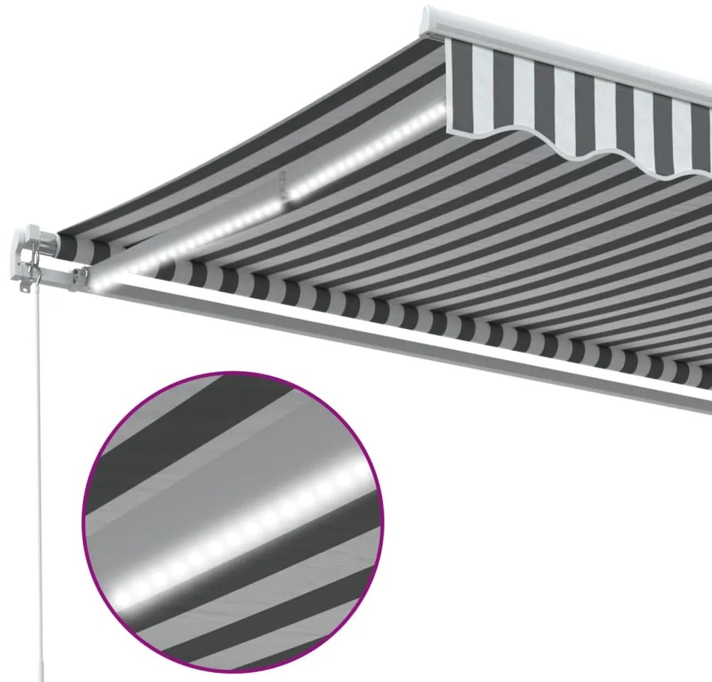 Toldo retrátil manual com luzes LED 450x300 cm antracite/branco
