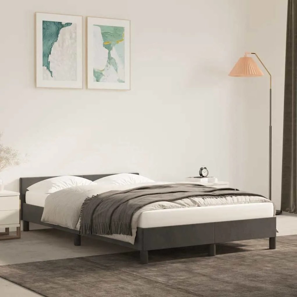 Estrutura de cama sem colchão 120x200 cm veludo cinzento-escuro