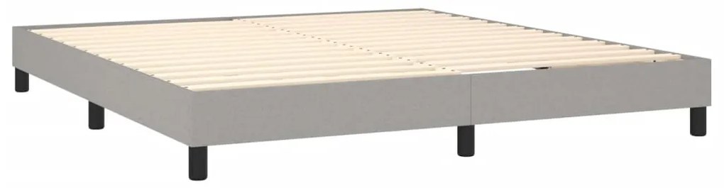 Cama box spring c/ colchão e LED 160x200 cm tecido cinza-claro