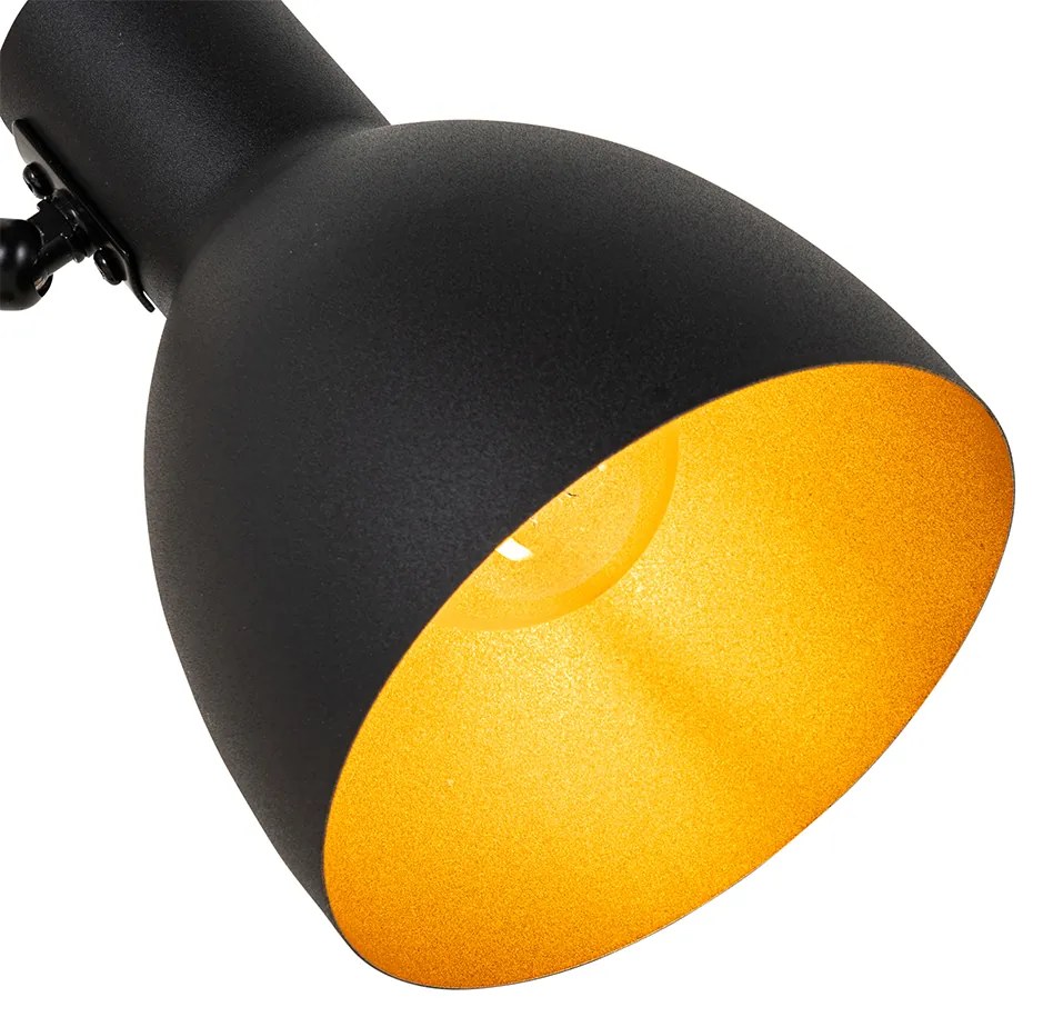 Candeeiro de mesa rústico preto com madeira - Flint