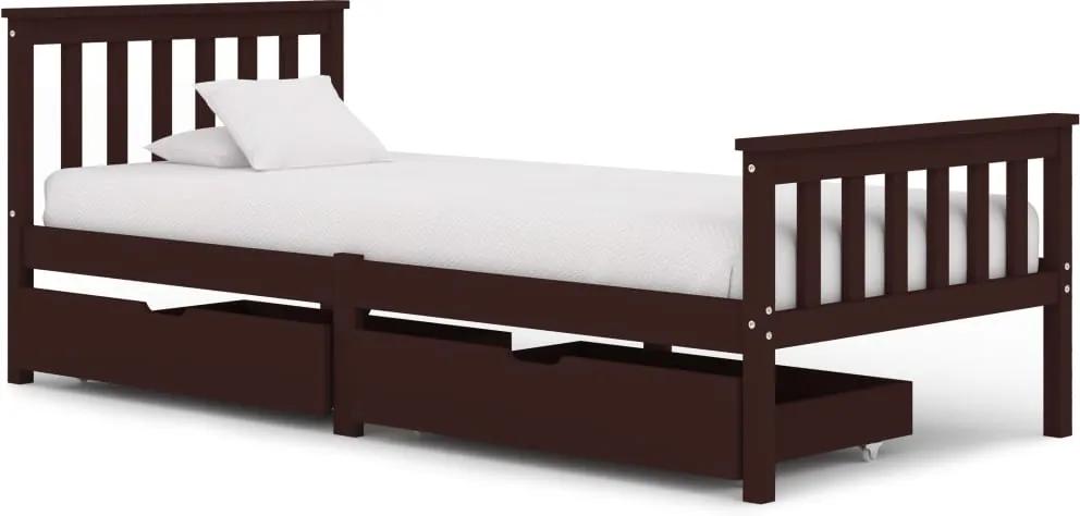 Estrutura de cama c/ 2 gavetas 90x200 cm pinho castanho-escuro