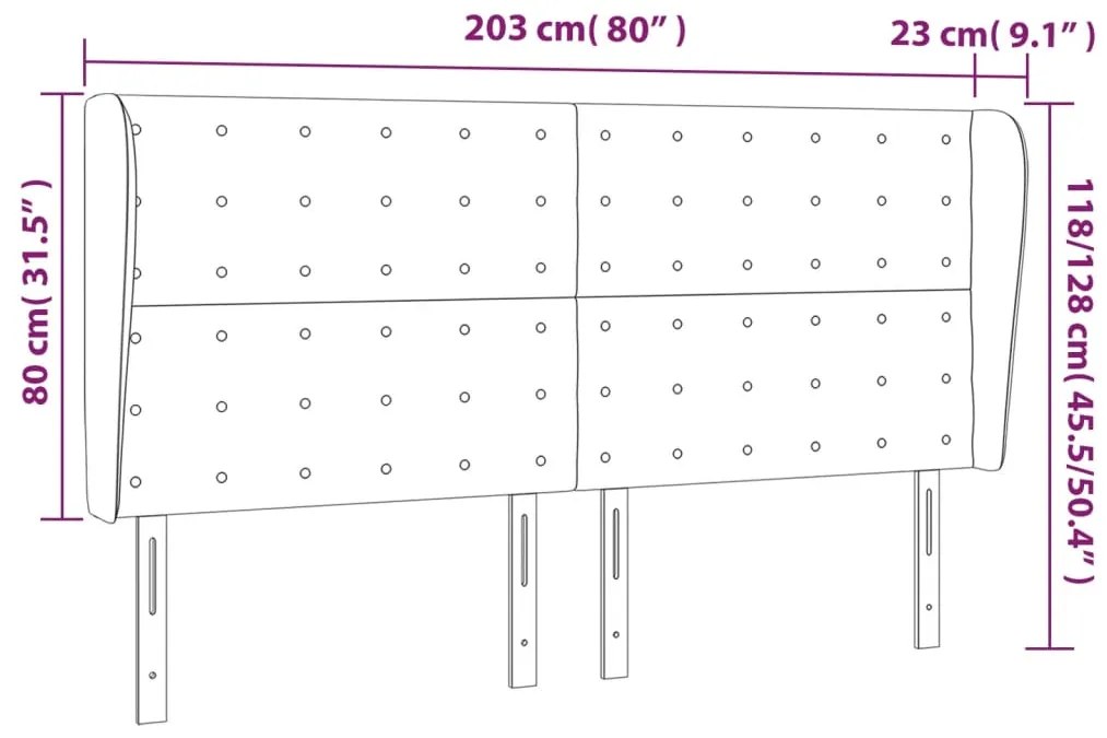 Cabeceira cama c/ abas tecido 203x23x118/128 cm castanho-escuro