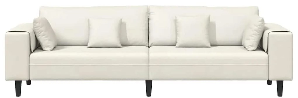 Sofá de Veludo com almofada com travesseiro Creme 208 cm Veludo