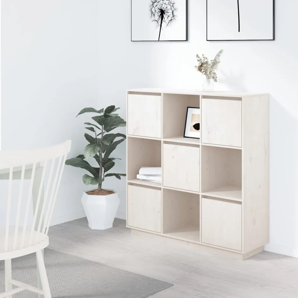 vidaXL Aparador alto 110,5x35x117 cm pinho maciço branco