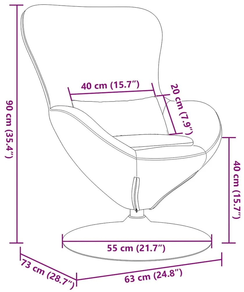 Poltrona de Ovo vidaXL em Tecido Creme
