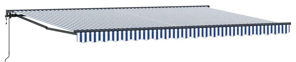 Toldo Retrátil Manual Azul e Branco 500x300 cm