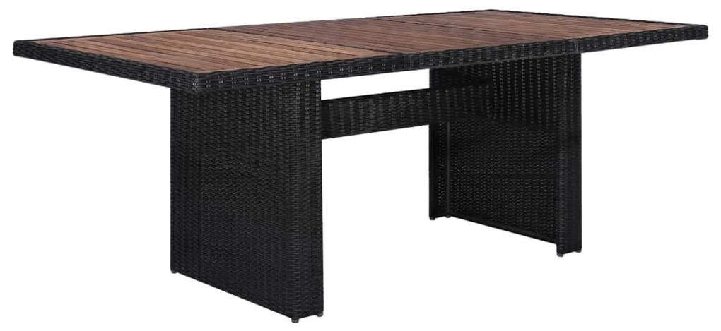7 pcs conjunto de jantar para jardim vime PE preto