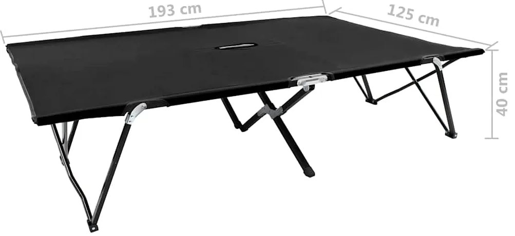Espreguiçadeira/cama dobrável para 2 pessoas aço preto