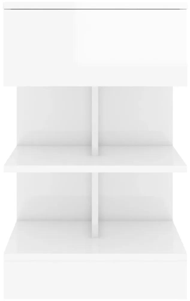 Mesa de cabeceira 40x35x65 cm contraplacado branco brilhante