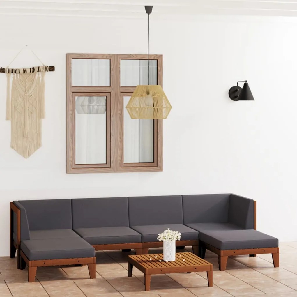 vidaXL 7 pcs conjunto lounge de jardim c/ almofadões acácia maciça