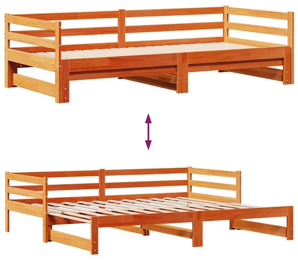 Sofá-cama com gavetão e gavetas 90x190 cm madeira de pinho