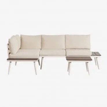 Conjunto De Jardim Com Sofá De Canto Para 4 Pessoas E Mesa De Centro Em Alumínio E Madeira Nadi Beige Tapioca - Castanho Escuro - Sklum
