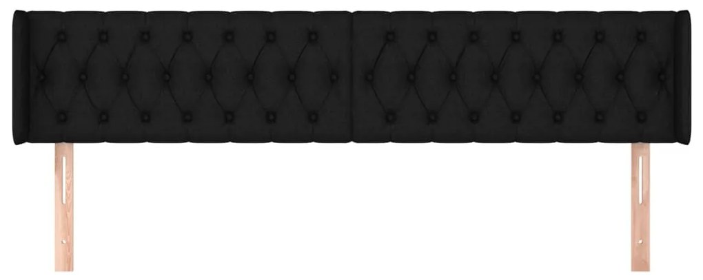 Cabeceira de cama c/ abas tecido 203x16x78/88 cm preto