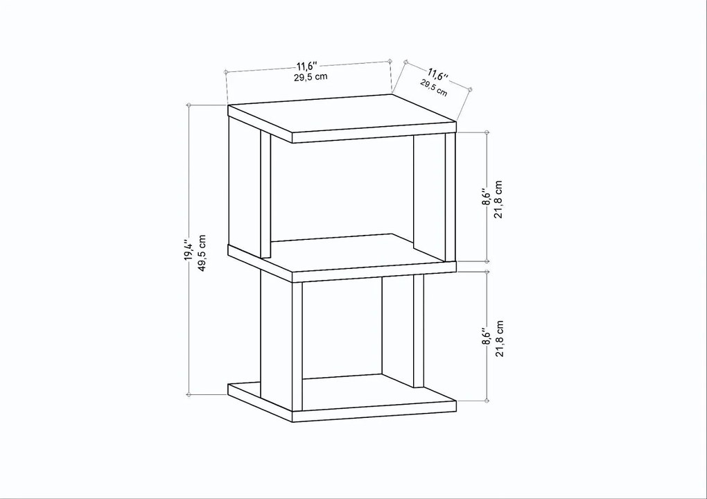 Mesa de Cabeceira Carter – Carvalho – 29,6x29,6x49,4 cm