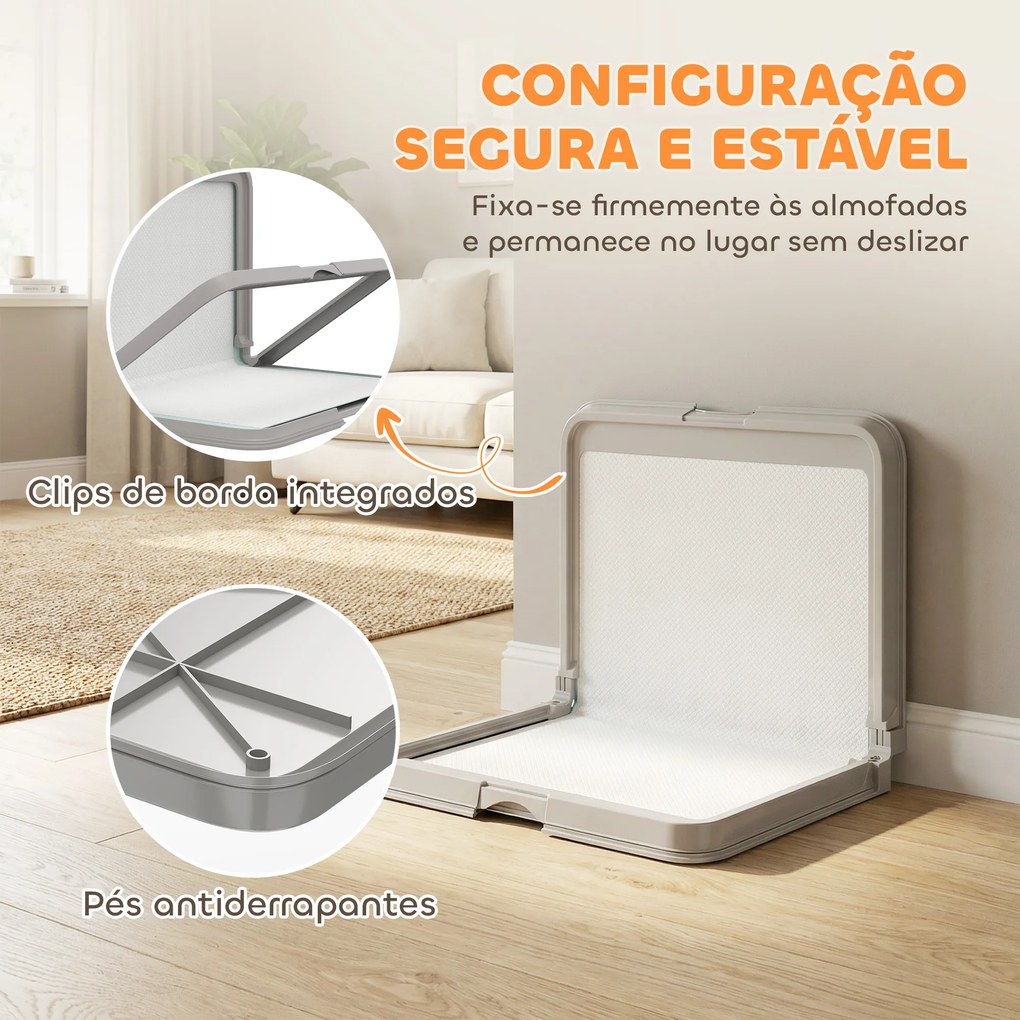 Sanitário Dobrável para Cães 86x62 cm Tabuleiro Higiênico Treino 3 Almofadas Pés Antiderrapantes Cinzento