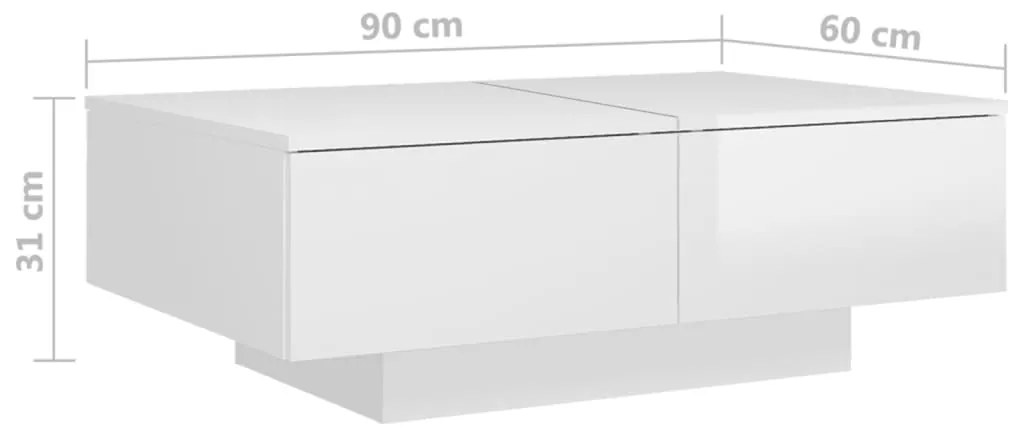 Mesa de centro derivados de madeira branco brilhante