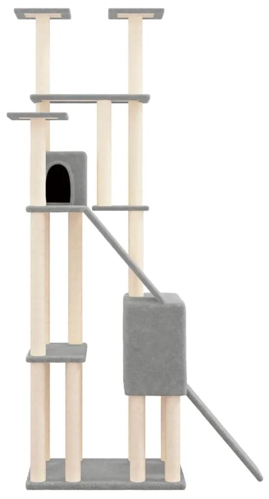 Árvore p/ gatos c/ postes arranhadores sisal 190 cm cinza-claro