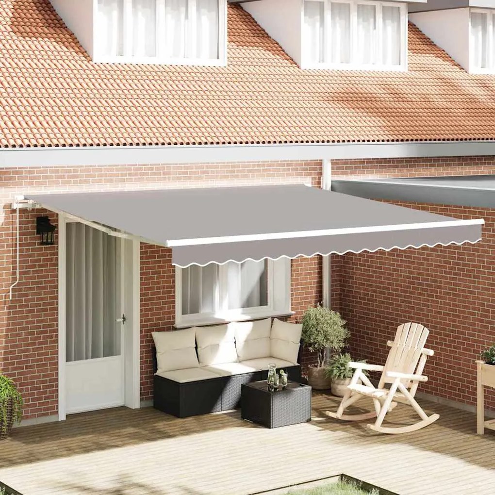 Toldo Retrátil Manual vidaXL Cinza Claro 400x350 cm