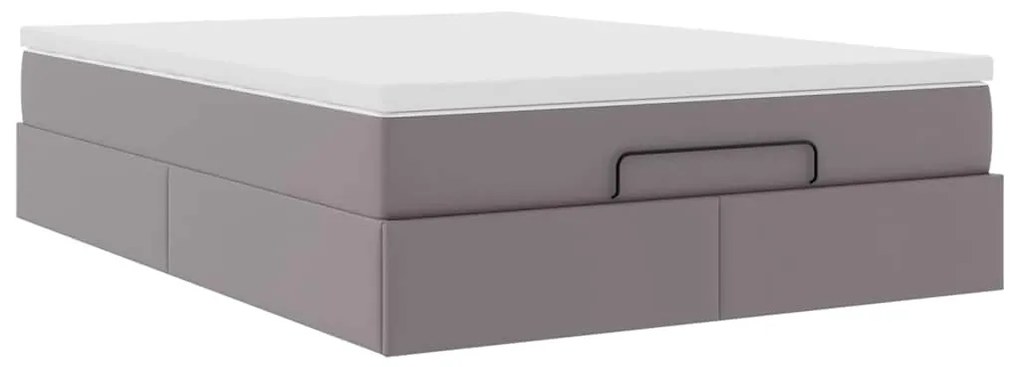 Estrutura de cama otomana com colchão 140x190 cm cinzenta