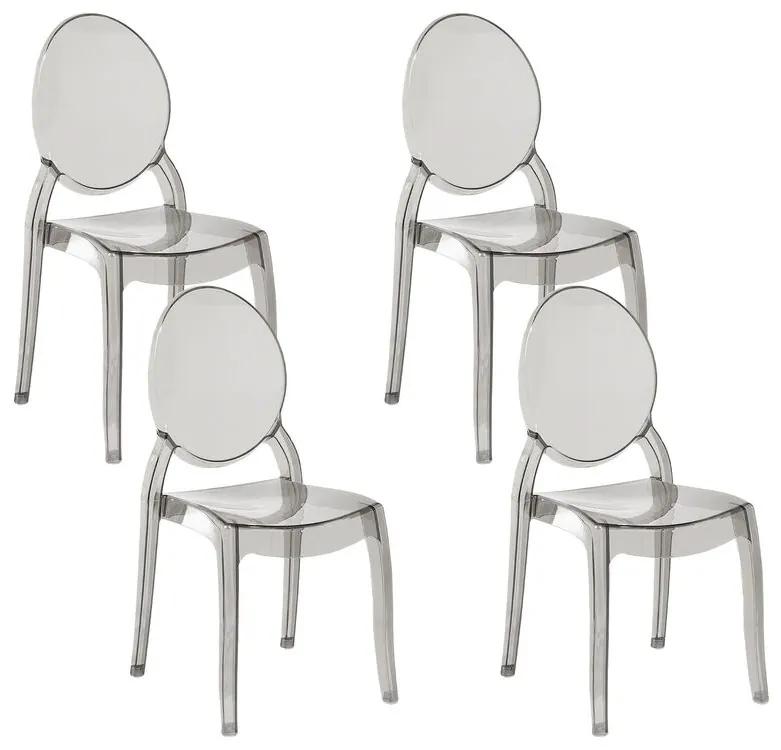 Conjunto de 4 cadeiras de jantar em preto transparente MERTON Beliani